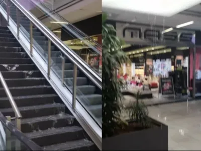 Poplava v velenjskem nakupovalnem centru.