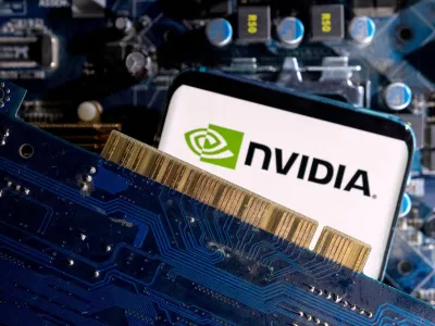 FILE PHOTO: A smartphone with a displayed NVIDIA logo is placed on a computer motherboard in this illustration taken March 6, 2023. REUTERS/Dado Ruvic/Illustration/File Photo/File Photo
