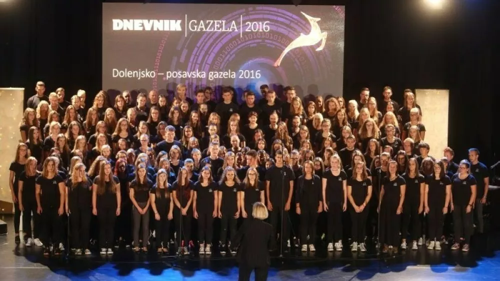 Rockovska simfonija Another Brick in the Wall, ki je nastala kot kritika rigidnim oblikam poučevanja v &scaron;olah, je v izvedbi profesorjev in dijakov &scaron;tirih srednjih &scaron;ol stresla telovadnico &Scaron;olskega centra Novo mesto in tudi misli marsikaterega udeleženca prireditve. (Foto: Bojan Velikonja)