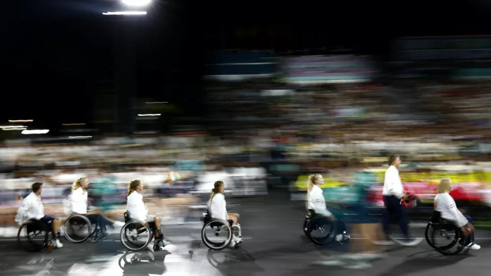 Paris 2024 Paralympics - Opening Ceremony - Paris, France - August 28, 2024 Athletes of Netherlands during the opening ceremony Pool via REUTERS/Gonzalo Fuentes