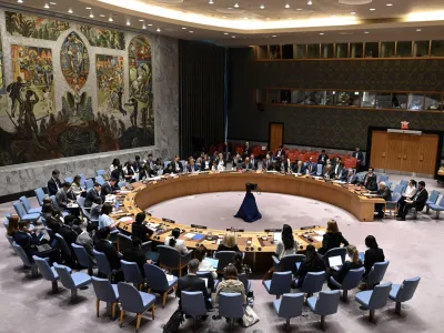 NEW YORK, UNITED STATES - AUGUST 13: A general view of the hall during the United Nations Security Council (UNSC) meeting on Gaza and the situation in Middle East at UN headquarters in New York, United States on August 13, 2024. Fatih Aktas / AnadoluNo Use USA No use UK No use Canada No use France No use Japan No use Italy No use Australia No use Spain No use Belgium No use Korea No use South Africa No use Hong Kong No use New Zealand No use Turkey