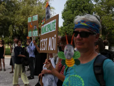 09.07.2024. Otvoritev razstave Ohranjamo narave sredi mesta ob 40. obletnice Parka Tivoli in protest za ohranitev narave Mladih za podnebne spremembe. Foto: Bojan Velikonja