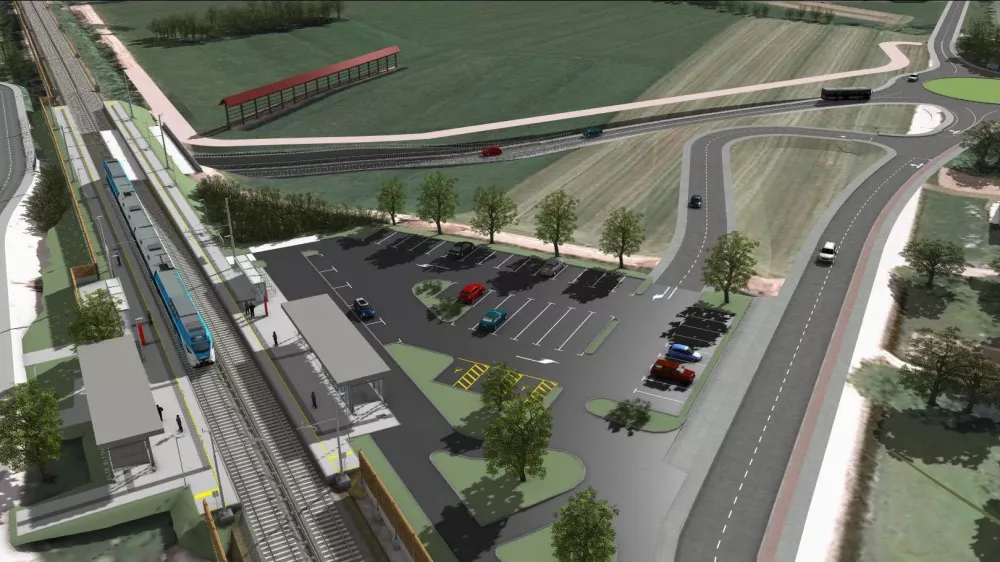 Pri novem postajališču v Vnanjih Goricah bo parkirišče sistema parkiraj in prestopi na javni prevoz. Vir: Direkcija za infrastrukturo