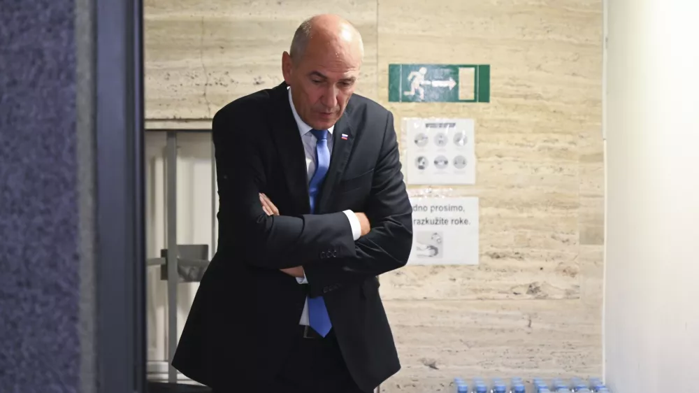 Janez Jan&scaron;a09.06.2024 - Evropske volitve 2024 - Volitve poslancev v Evropski parlament - sedež stranke SDS (Slovenska demokrtska stranka) //FOTO: Nik Erik Neubauer