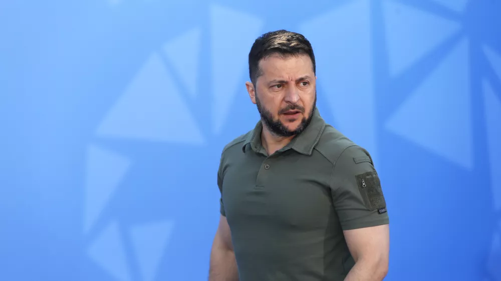 Ukraine's President Volodymyr Zelenskyy arrives for a NATO summit in Vilnius, Lithuania, Wednesday, July 12, 2023. NATO leaders prepared to provide Ukraine with more military assistance for fighting Russia but only vague assurances of future membership as the alliance's summit draws to a close on Wednesday. (AP Photo/Mindaugas Kulbis)