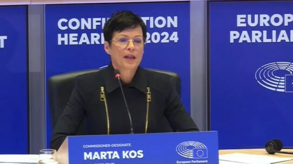 Marta Kos na zasli&scaron;anju pred odborom Evropskega parlamenta. Foto: Ale&scaron; Gaube