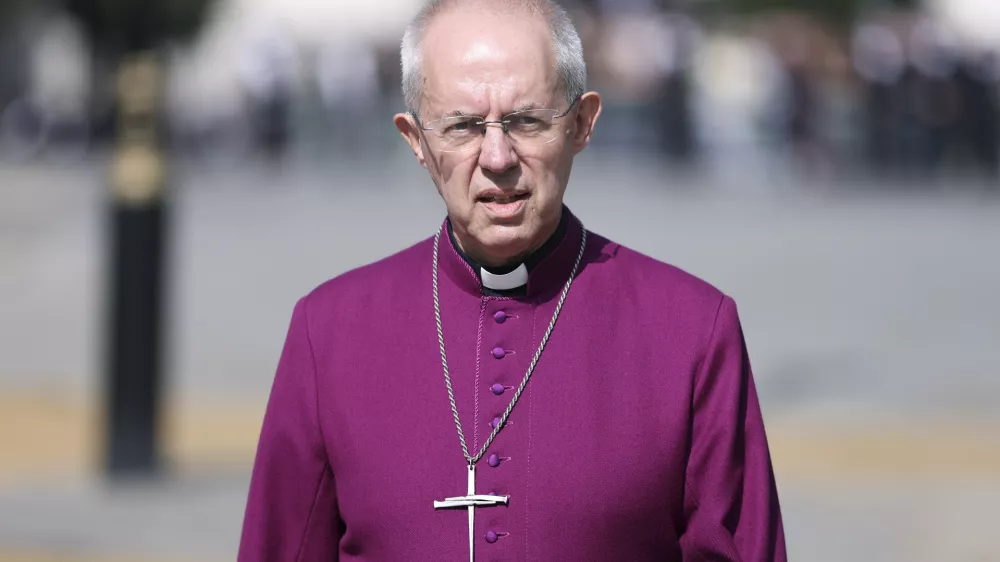 FILE - The Archbishop of Canterbury Justin Welby walks through Westminster in London on Sept. 14, 2022. (Richard Heathcote/Pool Photo via AP, File)