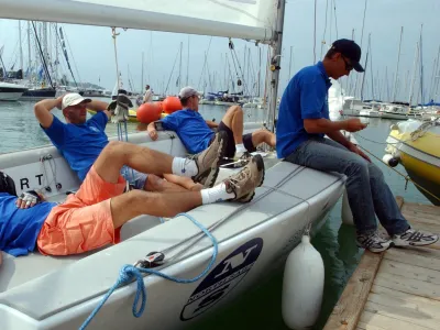 jadrnica, počitek Vasilij Žbogar (desno), mednarodna jadralna regata match race - Izola