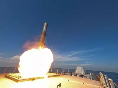 In this photo taken from video released by Russian Defense Ministry Press Service on Tuesday, Dec. 3, 2024, a Russian navy frigate launches a Zircon hypersonic cruise missile during drills in the Mediterranean Sea. (Russian Defense Ministry Press Service photo via AP)