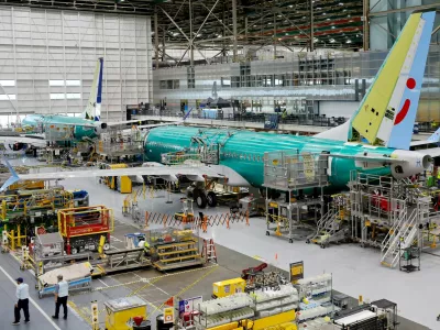 FILE PHOTO: Boeing 737 MAX aircraft are assembled at the company's plant in Renton, Washington, U.S. June 25, 2024. Jennifer Buchanan/Pool via REUTERS/File Photo