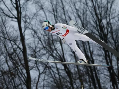 Ski Jumping - FIS Ski Jumping World Cup - Wisla, Poland - December 7, 2024 Slovenia's Timi Zajc in action during the men's individual HS134 REUTERS/Kacper Pempel