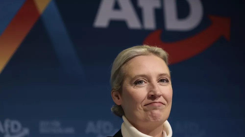 Alice Weidel, federal spokesperson of the Alternative for Germany (AfD) party attends the presentation of her candidacy for Chancellor in the 2025 federal elections in Berlin, Germany, Saturday, Dec. 7, 2024. (Carsten Koall/dpa via AP)