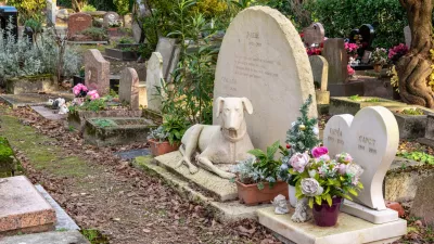 Graves in the pet cemetery of Paris F iStock