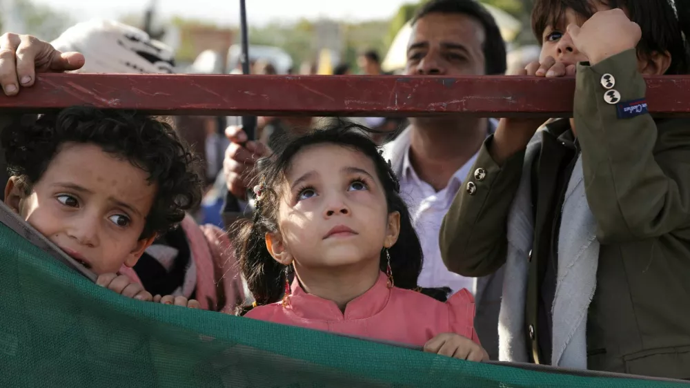 Children attend a rally held by protesters, mainly Houthi supporters, to show support to Palestinians in the Gaza Strip, in Sanaa, Yemen December 27, 2024. REUTERS/Khaled Abdullah