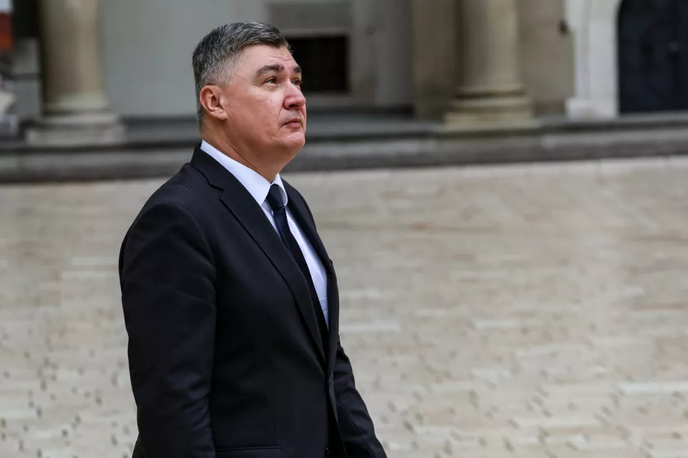 President of Croatia Zoran Milanovic arrives for Arraiolos Group summit at a landmark Wawel castle yard in an Old Town of Krak?w, Poland on October 11, 2014. (Photo by Dominika Zarzycka/Sipa USA)