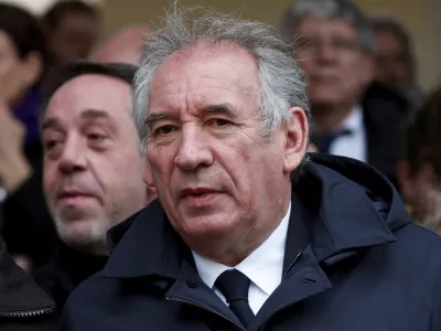 FILE - Francois Bayrou, leader of French centrist party MoDem (Mouvement Democrate), arrives to attend a ceremony for the French victims of the Oct.7 2023 Hamas' attack, at the Invalides monument, Wednesday, Feb.7, 2024. French President Emmanuel Macron named key centrist ally François Bayrou as new prime minister Friday Dec.13 2024. (Gonzalo Fuentes/Pool via AP, File)