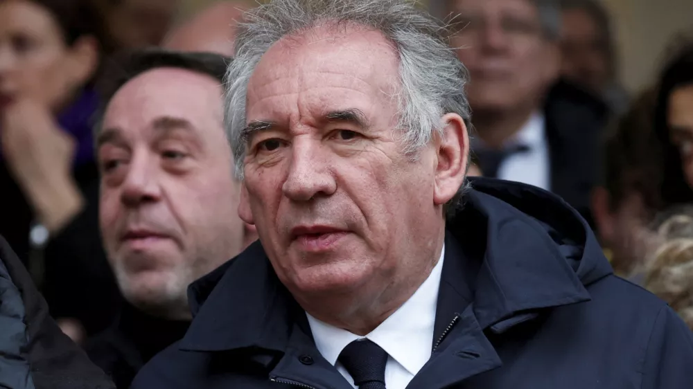 FILE - Francois Bayrou, leader of French centrist party MoDem (Mouvement Democrate), arrives to attend a ceremony for the French victims of the Oct.7 2023 Hamas' attack, at the Invalides monument, Wednesday, Feb.7, 2024. French President Emmanuel Macron named key centrist ally François Bayrou as new prime minister Friday Dec.13 2024. (Gonzalo Fuentes/Pool via AP, File)