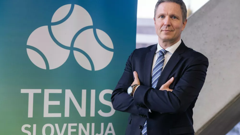 Damjan Kralj posing as a new president of TZS during General Assembly of Tenis Slovenija, on December 16, 2024 in Kristalna palaca, BTC, Ljubljana, Slovenia. Photo by Vid Ponikvar / Sportida