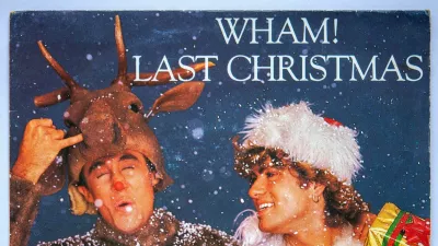 2RYK2AD Picture cover of the seven inch vinyl version of Last Christmas by Wham!, which was originally released in 1984