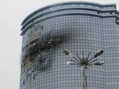 A view shows a damaged multi-storey residential building following an alleged Ukrainian drone attack in the course of Russia-Ukraine conflict, in Kazan, Russia December 21, 2024. REUTERS/Stringer