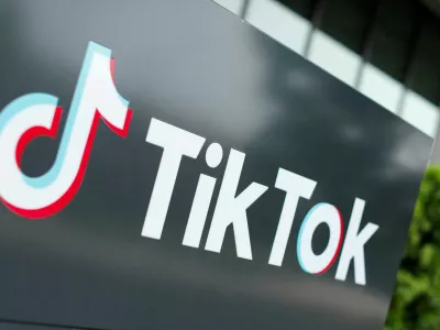 FILE PHOTO: The TikTok logo is pictured outside the company's U.S. head office in Culver City, California, U.S., September 15, 2020.  REUTERS/Mike Blake/File Photo