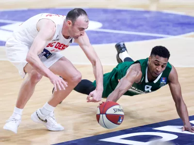 Brynton Lemar in action during ABA League 2024/2025 basketball match between Cedevita Olimpija and SC Derby in Hala Tivoli, Ljubljana, Slovenia on December 21, 2024. Photo: Filip Barbalic