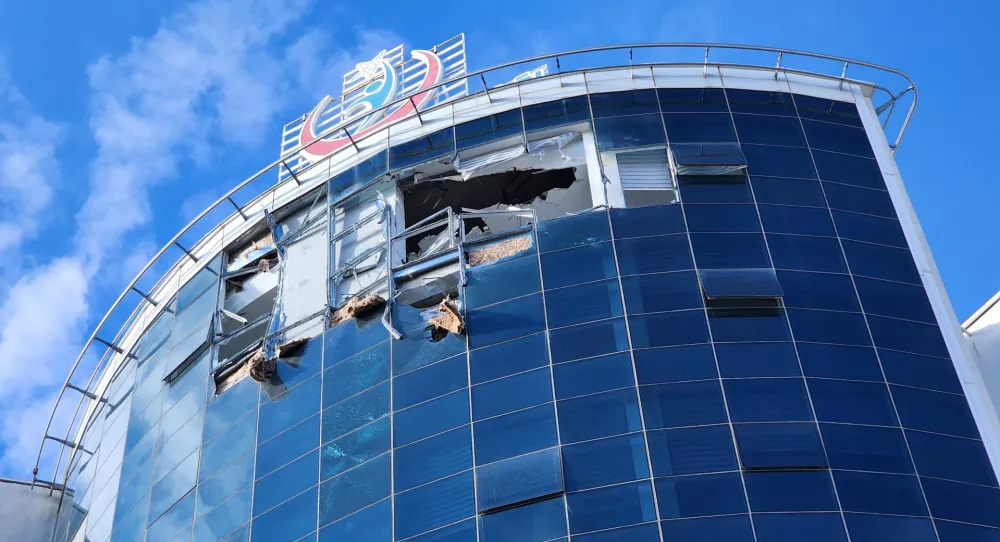 A damaged hospital building is pictured after an ambulance helicopter collided with it and crashed into the ground, in Mugla, Turkey, December 22, 2024. REUTERS/Kenan Gurbuz