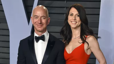 ﻿FILE - In this March 4, 2018 file photo, Jeff Bezos and wife MacKenzie Bezos arrive at the Vanity Fair Oscar Party in Beverly Hills, Calif. The founder of Amazon and his wife have made their largest political donation to date, giving  million to With Honor, a nonpartisan political-action committee devoted to helping military veterans running for Congress. (Photo by Evan Agostini/Invision/AP, File)