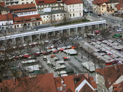 ﻿- 10.03.2016 - panoramski posnetek - panorama Ljubljana - ljubljanska tržnica//FOTO: Tomaž Skale 