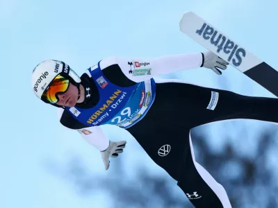 Ski Jumping - Four Hills Tournament - Innsbruck, Austria - January 3, 2025 Slovenia's Domen Prevc in action during Men's Individual KO HS128 qualification REUTERS/Lisi Niesner