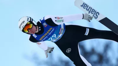 Ski Jumping - Four Hills Tournament - Innsbruck, Austria - January 3, 2025 Slovenia's Domen Prevc in action during Men's Individual KO HS128 qualification REUTERS/Lisi Niesner