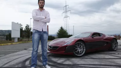 ﻿Mate Rimac owner of Rimac Automobili poses with the Concept One car in Zagreb August 31, 2012. Croatian concept car manufacturer Rimac Automobili based near Zagreb prepares to unveil a prototype of their Concept One electric supercar at the upcoming Salon Privé car show in London in early September.The Concept One has a carbon fiber body an electric motor powering each wheel, and can produce 1,088 horse powers, capable of achieving top speed of around 305 kmh (190 mph) with a range of 600 kilometres (373 miles), making it the world's fastest electric car. Costing around  million each, only 13 of these high-end electric cars are expected to be produced per year. Picture taken August 31, 2012. REUTERS/Antonio Bronic (CROATIA - Tags: TRANSPORT BUSINESS) - RTR37CTI