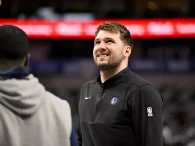 Mar 13, 2024; Dallas, Texas, USA; Dallas Mavericks guard Luka Doncic (77) warms up before the game between the Dallas Mavericks and the Golden State Warriors at the American Airlines Center. Mandatory Credit: Jerome Miron-USA TODAY Sports