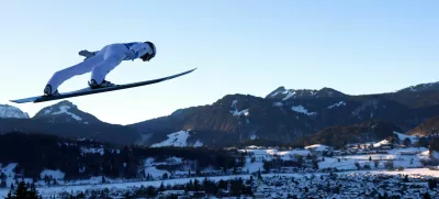 Ski Jumping - Four Hills Tournament - Oberstdorf, Germany - December 28, 2024 Slovenia's Timi Zajc during training REUTERS/Lisi Niesner