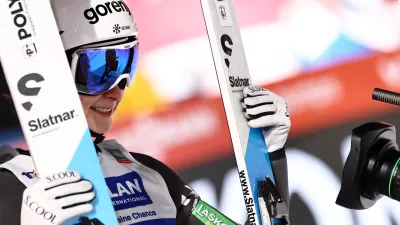 31 December 2024, Bavaria, Garmisch-Partenkirchen: Slovenia's Ski jumper Nika Prevc reacts after the women's large hill 2nd round of the ski jumping Two Nights Tour. Photo: Daniel Karmann/dpa