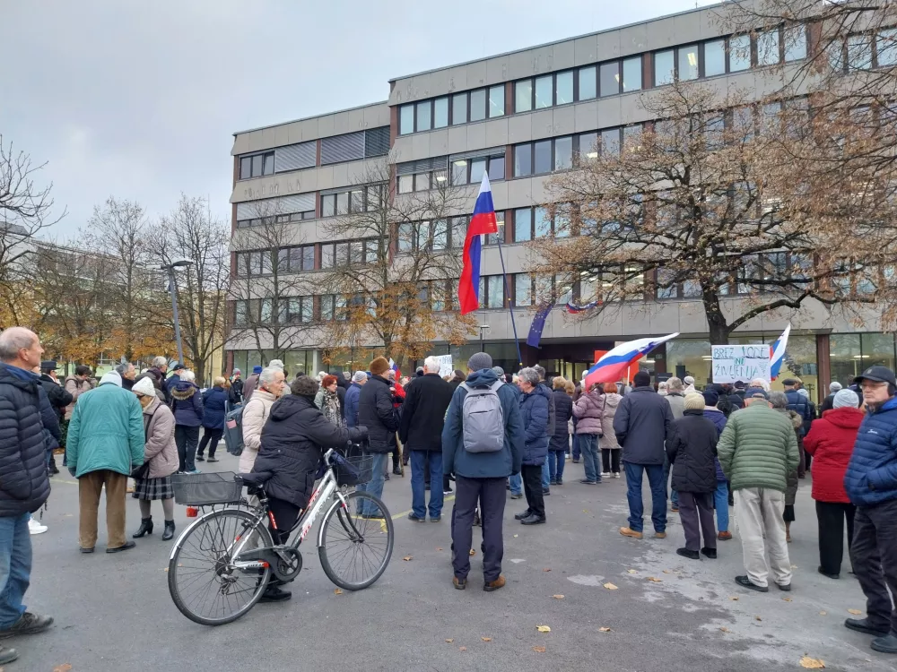 Shod podpornikov Aleša Primca pred Upravno enoto Ljubljana - ustna obravnava v postopku izdaje gradbenega dovoljenja za kanal C0