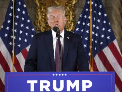 President-elect Donald Trump speaks during a news conference at Mar-a-Lago, Tuesday, Jan. 7, 2025, in Palm Beach, Fla. (AP Photo/Evan Vucci)