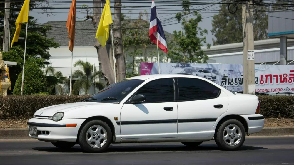 2BED912 Chiangmai, Thailand - March 6 2020: Private car, Chrysler Neon. Photo at road no.121 about 8 km from downtown Chiangmai, thailand.