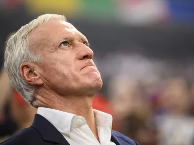 FILED - 09 July 2024, Bavaria, Munich: France coach Didier Deschamps looks up during the UEFA Euro 2024 Semi-final soccer match between Spain and France at Munich Football Arena. Deschamps, who guided France to World Cup glory in 2018, is set to step down as national team coach after the 2026 World Cup, French media reported late on 07 January. Photo: Tom Weller/dpa