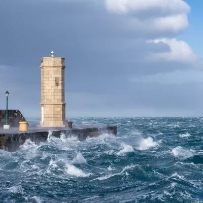 13.01.2025., Senj - Jaka bura u Senju stvara probleme u prometu. Za sav promet zatvorena je Jadranska magistrala (DC8) između Senja i Svete Marije Magdalene. Photo: Hrvoje Kostelac/PIXSELL