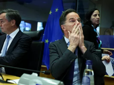 NATO Secretary General Mark Rutte reacts on the day he addresses the European Parliament's Committee on Foreign Affairs in Brussels, Belgium January 13, 2025. REUTERS/Yves Herman