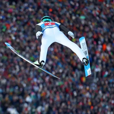 Ski Jumping - Four Hills Tournament - Garmisch-Partenkirchen, Germany - January 1, 2025 Slovenia's Anze Lanisek in action during the Men's Large Hill HS142 first run REUTERS/Lisi Niesner