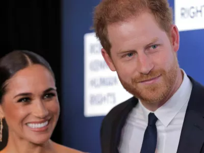 FILE PHOTO: Britain's Prince Harry, Duke of Sussex, Meghan, Duchess of Sussex attend the 2022 Robert F. Kennedy Human Rights Ripple of Hope Award Gala in New York City, U.S., December 6, 2022. REUTERS/Andrew Kelly/File Photo