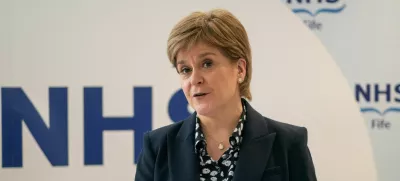 FILE PHOTO: KIRKCALDY, SCOTLAND - MARCH 24: First Minister Nicola Sturgeon speaks during a visit to NHS Fife National Treatment Centre on March 24, 2023 in Kirkcaldy, Scotland. Ms Sturgeon officially opened the new facility at the Fife hospital to mark her final official visit as First Minister.   Peter Summers/Pool via REUTERS/File Photo