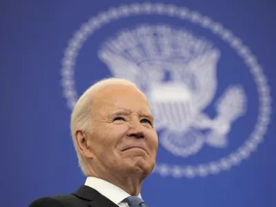 President Joe Biden waits to speak about foreign policy at the State Department in Washington, Monday, Jan. 13, 2025. (AP Photo/Susan Walsh)