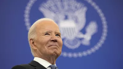 President Joe Biden waits to speak about foreign policy at the State Department in Washington, Monday, Jan. 13, 2025. (AP Photo/Susan Walsh)