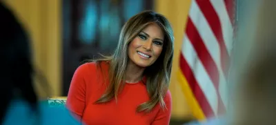 ﻿FILE PHOTO: U.S. first lady Melania Trump sits during a listening session with students at the White House in Washington, U.S., April 9, 2018. REUTERS/Joshua Roberts/File Photo