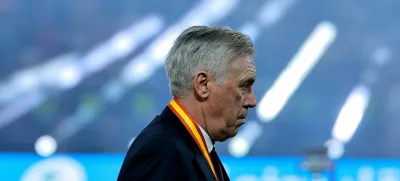 Soccer Football - Spanish Super Cup - Final - FC Barcelona v Real Madrid - King Abdullah Sports City, Jeddah, Saudi Arabia - January 12, 2025 Real Madrid coach Carlo Ancelotti looks dejected during the trophy presentation after losing the Spanish Super Cup final REUTERS/Stringer