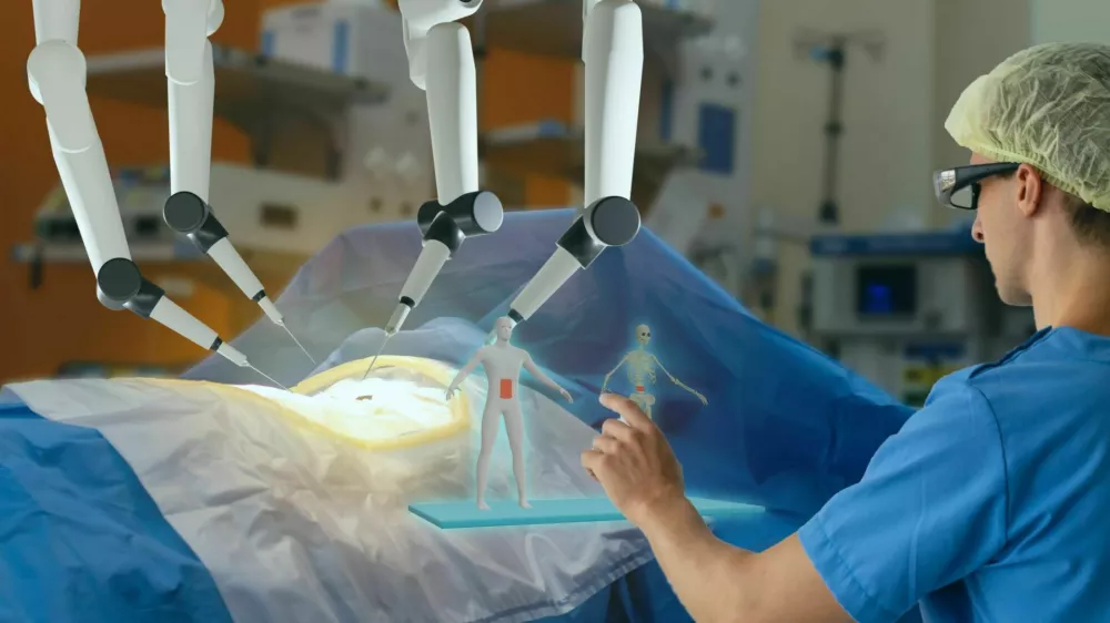 smart medical health care concept with ar vr, surgery robotic machine use allows doctors to perform many types of complex procedures with more precision, flexibility and control than is possible / Foto: Ekkasit919