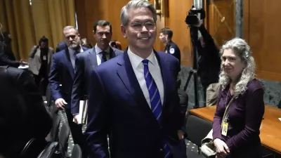 Scott Bessent, President-elect Donald Trump's choice to be Secretary of the Treasury, leaves after the Senate Finance Committee for his confirmation hearing, at the Capitol in Washington, Thursday, Jan. 16, 2025. (AP Photo/Ben Curtis)